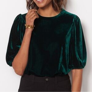 Evereve Green Velvet Blouse